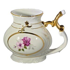 Vintage Karlovy Vary Porcelain Sipping Cup "Spa Cup", Haas & Czjek Purple Floral